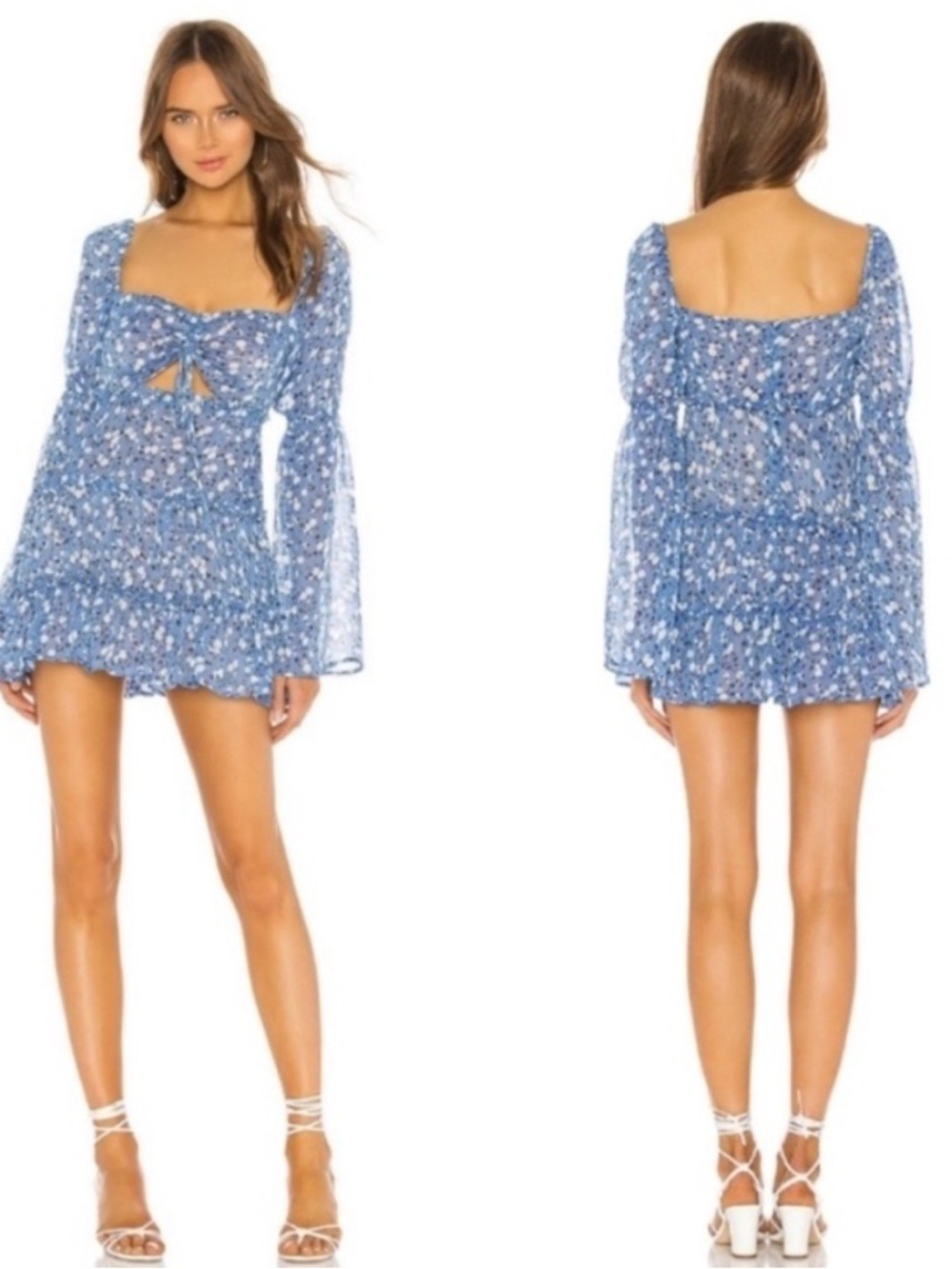 MAJORELLE Blue Floral Mini Dress